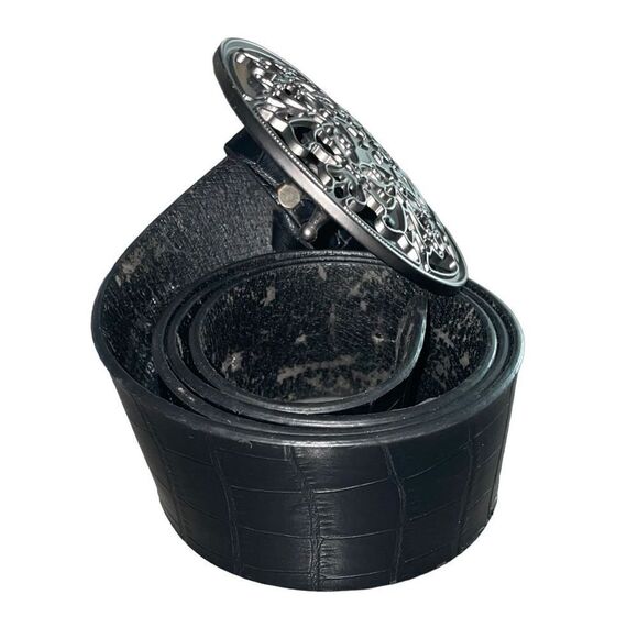 Vintage Gothic Buckle Crocodile Embossed Belt - Picture 2 of 13